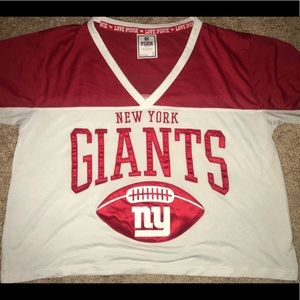Pink New York giants crop jersey